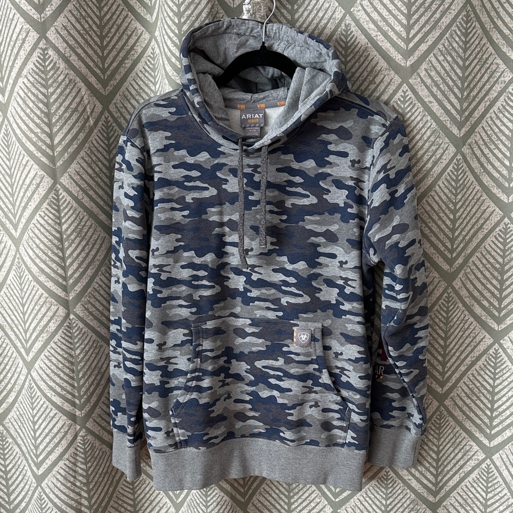 EUC Ariat Woman’s Rebar Blue and Gray Camouflage Hoodie
